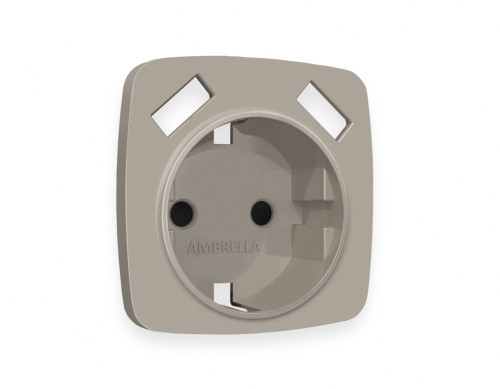 Лицевая панель розетки с З/К и USB зарядкой А+А с шторками, Серо-бежевый матовый, OMEGA Quant Ambrella Volt OP3690
