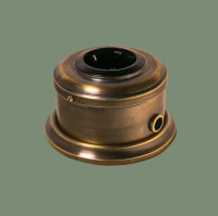 Ретро розетка латунь с З/К и шторками, темная латунь, ДИП-200 Romatti L223-7-16