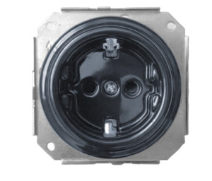 Ретро розетка керамика с 3/К, Серый, Retrika Colony RSV-80010