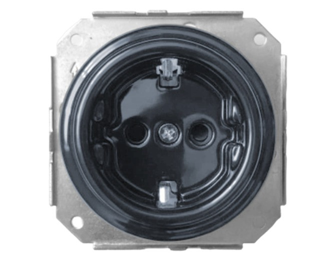 Ретро розетка керамика с 3/К, Серый, Retrika Colony RSV-80010