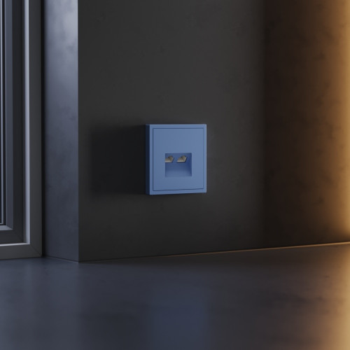 Лицевая панель для розетки компьютерной 2-ой RJ45+RJ45 Cat.6, Деним, S70 Voltum VLS001415