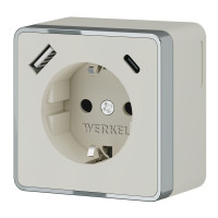 Розетка с З/К и USB зарядкой, тип А+С, Слоновая кость, Gallant Werkel W5071703