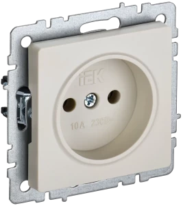 Розетка без З/К без шторок, Бежевый, Brite IEK BR-R10-10-K10