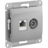 Розетка комп.+тв. RJ45+TV Cat. 5e, Алюминий, Glossa SE GSL000389