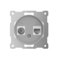 Розетка двойная комп. RJ45 кат.5E + телевизионная TV, Серый, OneKeyElectro 1E20811302