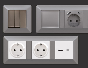 Рамка 2 местная пластик, Сталь матовый, ALFA Line Ambrella Volt AF110502