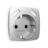 Лицевая панель розетки с З/К и USB зарядкой А+А с шторками, Серебро глянец, OMEGA Quant Ambrella Volt OP4090