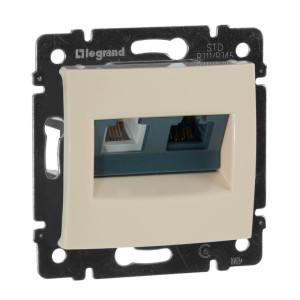 Розетка комп.+телеф. RJ45+RJ11 Cat. 5e, слоновая кость, Valena Classic Legrand 774180