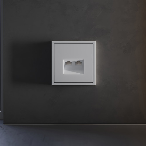 Лицевая панель для розетки компьютерной 2-ой RJ45+RJ45 Cat.6, Серый, S70 Voltum VLS001416