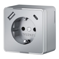Розетка с З/К и USB зарядкой, тип А+С, Серебряный, Gallant Werkel W5071706