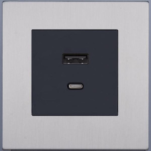 Розетка USB для быстрой зарядки Type A+C, Никель, Bilbao Salvador SJAN55BC12