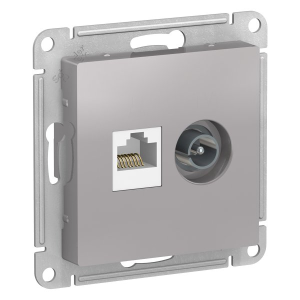Розетка комп.+тв. RJ45+TV Cat. 5e, Алюминий, AtlasDesign SE ATN000389