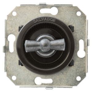 Выключатель поворотный на 4 положения (внутренний монт.), коричневый/серебро, Salvador CL21BR.SL