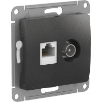 Розетка комп.+тв. RJ45+TV Cat. 5e, Антрацит, Glossa SE GSL000789