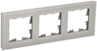 Рамка 3 местная, стекло, Дымчатый, Brite IEK BR-M32-G-K30