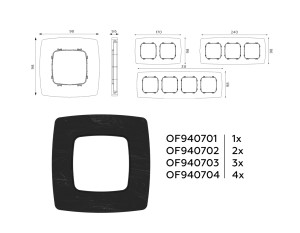 Рамка 3 местная мрамор, Черный, OMEGA Opera Ambrella Volt OF940703