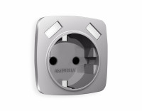 Лицевая панель розетки с З/К и USB зарядкой А+А с шторками, Сталь матовый, OMEGA Quant Ambrella Volt OP5090
