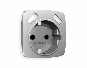 Лицевая панель розетки с З/К и USB зарядкой А+А с шторками, Сталь матовый, OMEGA Quant Ambrella Volt OP5090