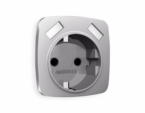 Лицевая панель розетки с З/К и USB зарядкой А+А с шторками, Сталь матовый, OMEGA Quant Ambrella Volt OP5090