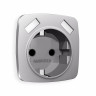 Лицевая панель розетки с З/К и USB зарядкой А+А с шторками, Сталь матовый, OMEGA Quant Ambrella Volt OP5090
