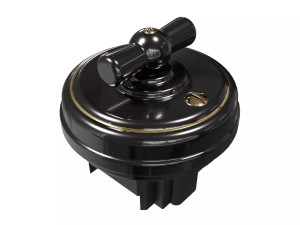 Выключатель фарфоровый 1 кл. проходной без рамки (2 положения), Золото\Черный ТМ МезонинЪ GE70404-53k