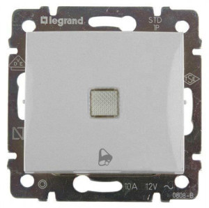Кнопка без фиксации с подсветкой "звонок", алюминий, Valena Classic Legrand 770215