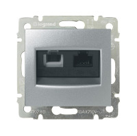 Розетка комп.+телеф. RJ45+RJ11 Cat. 5e, алюминий, Valena Classic Legrand 770280