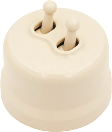 Выключатель пластик тумблерный без фиксации 2 кл., Ванильный глянец, Jantera Releve JRE.PT52.PG03 Выключатель пластик тумблерный без фиксации 2 кл., Ванильный глянец, Jantera Releve JRE.PT52.PG03