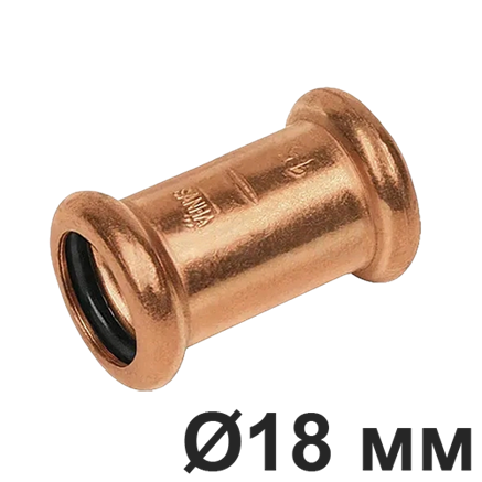 Муфта соединительная для труб D18 мм., Медь натуральная, Villaris-Loft Natural Premium 30418xx