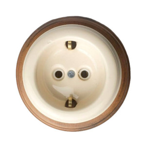 Ретро розетка керамическая с З/К, Слоновая кость, Арбат Interior Electric SCIE/W-02