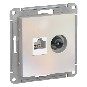 Розетка комп.+тв. RJ45+TV Cat. 5e, Жемчуг, AtlasDesign SE ATN000489