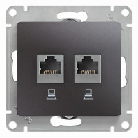 Розетка компьютерная 2-ая RJ45 Cat. 5e, Графит, Glossa SE GSL001385KK