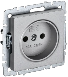 Розетка без З/К без шторок, Алюминий, Brite IEK BR-R10-10-K47