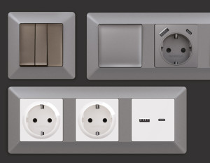 Рамка 4 местная пластик, Сталь матовый, ALFA Line Ambrella Volt AF110504