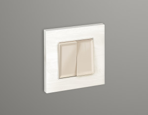 Лицевая панель выключателя 2 кл., Бежевый глянец, ALFA Quant Ambrella Volt AP3030