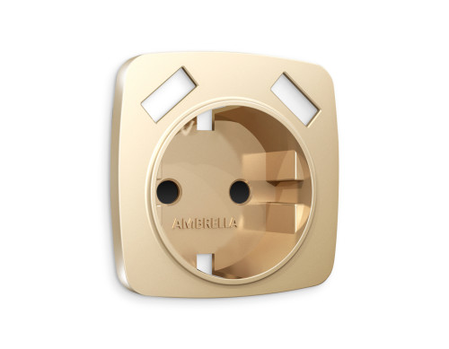 Лицевая панель розетки с З/К и USB зарядкой А+А с шторками, Шампань, OMEGA Quant Ambrella Volt OP6090