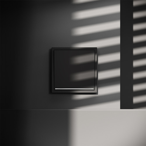 Выключатель проходной 1кл. с подсв., Черный матовый, Voltum S70 VLS010408