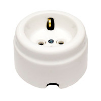 Ретро розетка керамическая с З/К, Белый, Арбат Interior Electric SCIE/W-01