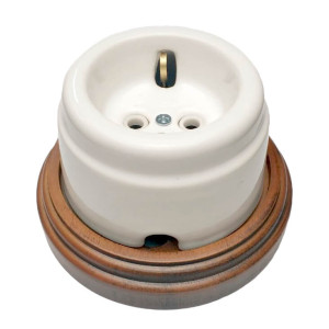 Ретро розетка керамическая с З/К, Белый, Арбат Interior Electric SCIE/W-01