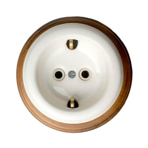 Ретро розетка керамическая с З/К, Белый, Арбат Interior Electric SCIE/W-01