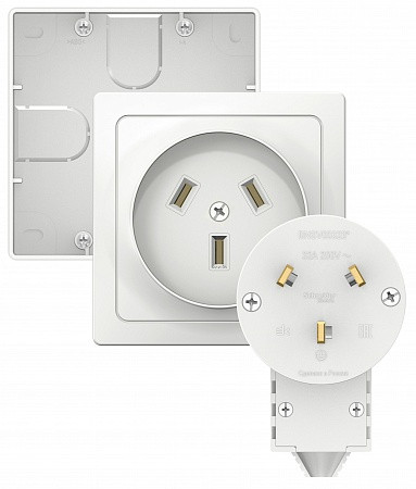 Силовой комплект (розетка, вилка, подъемная коробка) 2Р+N 32А 250В, Белый, Blanca SE BLNSK003231
