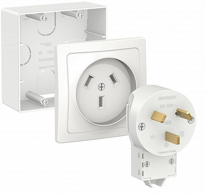 Силовой комплект (розетка, вилка, подъемная коробка) 2Р+N 32А 250В, Белый, Blanca SE BLNSK003231