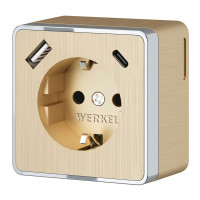 Розетка с З/К и USB зарядкой, тип А+С, Шампань рифленый, Gallant Werkel W5071710