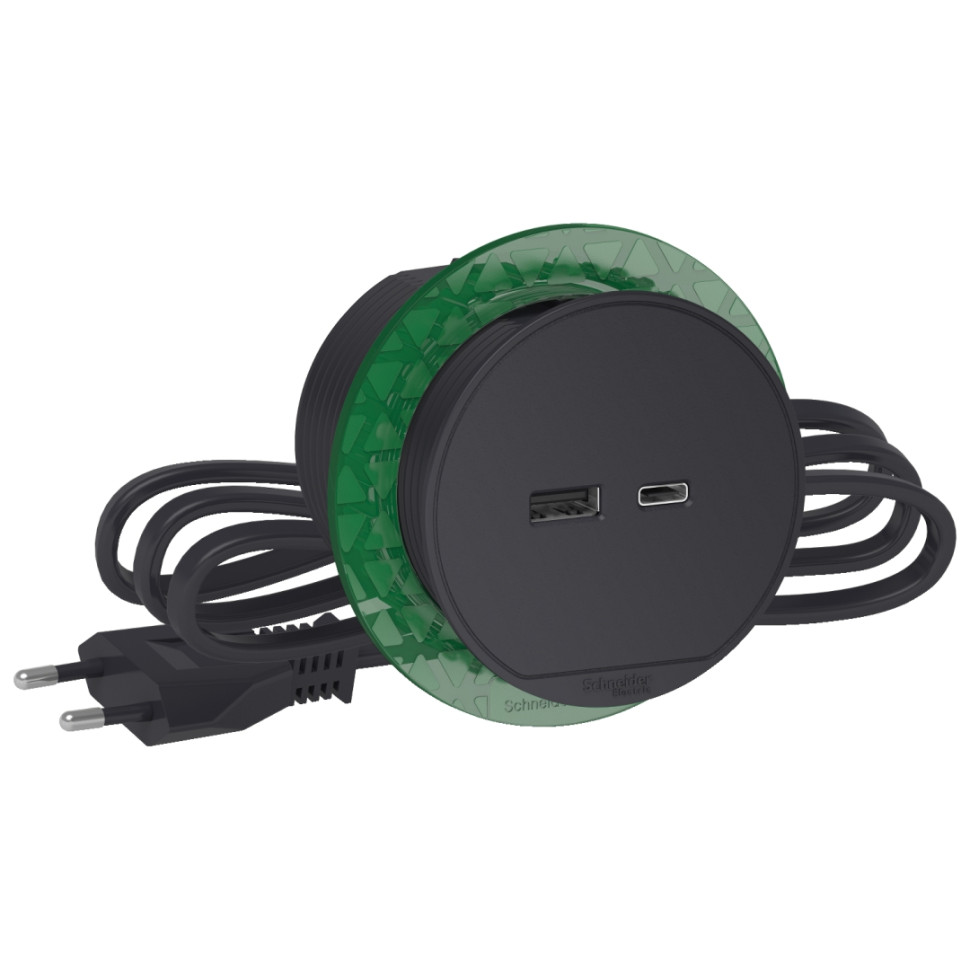 Настольный встраив. розеточный блок USB тип (А+С), Антрацит, Unica System+ SE INS44009