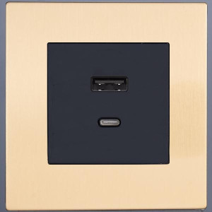 Розетка USB для быстрой зарядки Type A+C, Золото, Bilbao Salvador SJAN33BC12