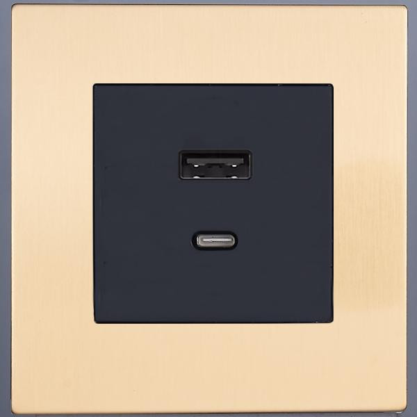 Розетка USB для быстрой зарядки Type A+C, Золото, Bilbao Salvador SJAN33BC12