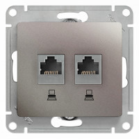Розетка компьютерная 2-ая RJ45 Cat. 5e, Платина, Glossa SE GSL001285KK
