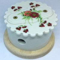 Распаечная коробка D80 из керамики с фигурной крышкой, подложка береза, Лето, ЦИОН РК-ЛЕТ2