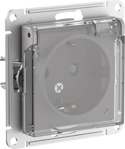 Розетка с З/К с крышкой, влагозащищенная IP44, Алюминий, AtlasDesign Aqua SE ATN440346