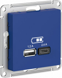 Розетка USB для зарядки A+C, Аквамарин, AtlasDesign SE ATN001139